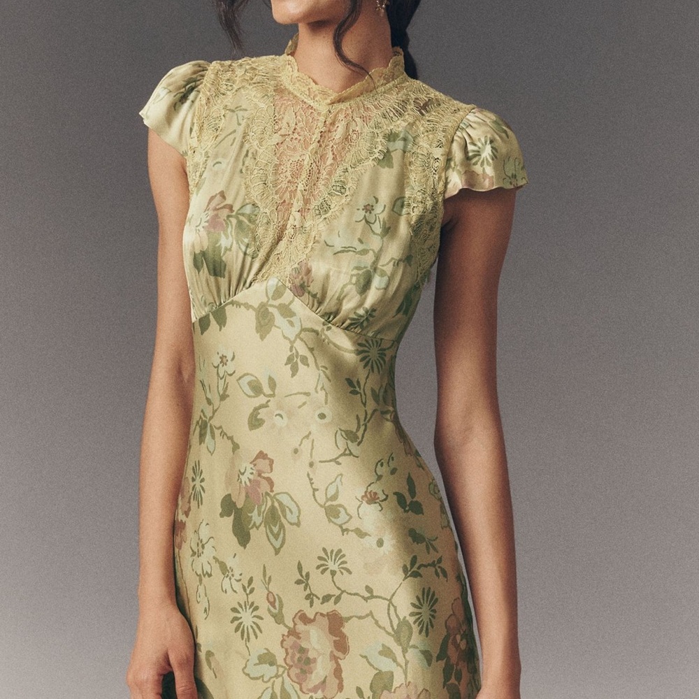 Anthropologie BHLDN Everly Satin Lace Maxi Dress